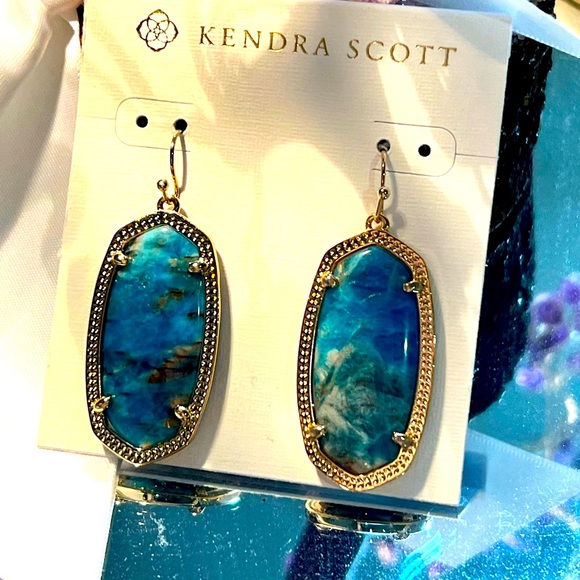 NWT Kendra Scott Elle Earrings Apatite & Yellow Gold Retired VERY RARE Stunning! - Picture 3 of 7